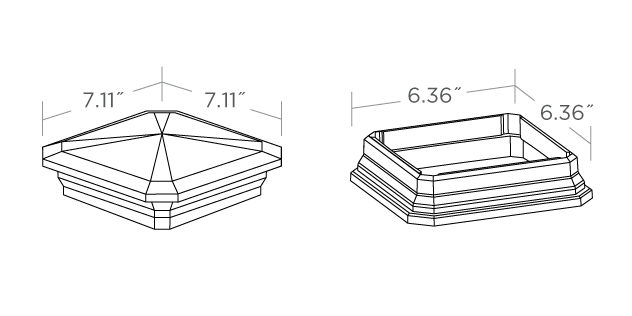 Capitel e rodapé de gradeamento de decks, 127 mm x 127 mm (5